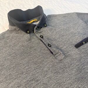Ping Pong Pro Men Medium Polo Shirt Gray S/S Button Down Collar Pocket ATHLETE